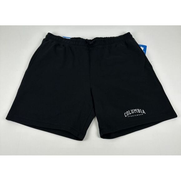 Columbia Men's Big & Tall Fleece Trek Shorts in Black White Varsity Logo-1X - Picture 1 of 5